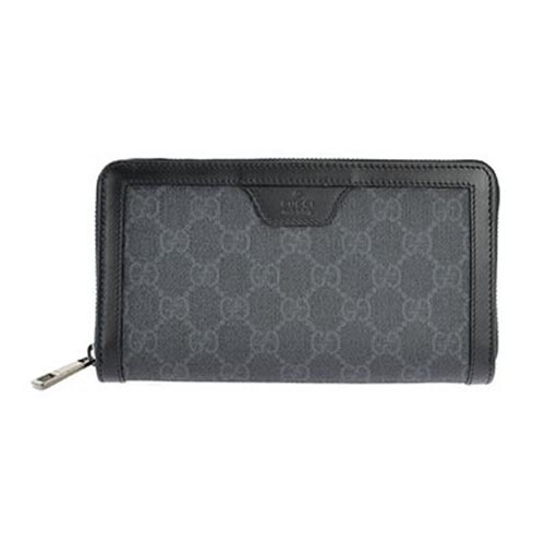 グッチ財布 GUCCI ラウンドファスナー長財布 GGスプリーム メンズ レディース グレー×ブラック 322147-KGDHR-1078
