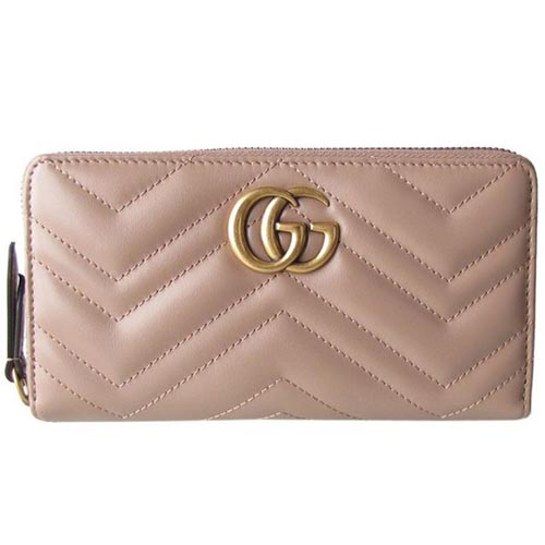 グッチ GUCCI 長財布 ラウンドファスナー GGマーモント ベージュ ダブルG シェブロン キルティング レザー 443123 DTD1T 5729