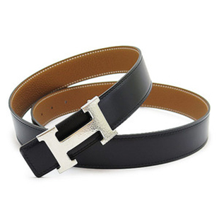 エルメスベルト HERMES エルメス レザーベルト レザー R刻印 ブラック×ブラウン/シルバー  he-be-6807