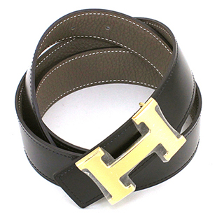 エルメスベルト HERMES エルメス レザーベルト メンズ　レザーシルバーンゴールドンバックル he-be-6811