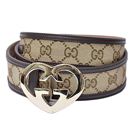 グッチ GUCCI ベルト BELT 245856 FAFXG 9643 GGキャンバス×レザー ベージュ×ダークブラウン