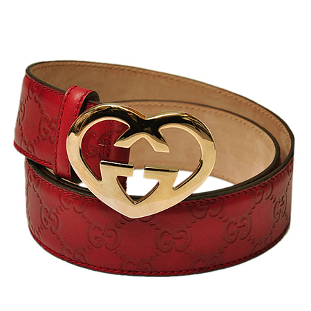 GUCCI グッチ ハートシェープインターロッキング Gバックル グッチシマ ベルト ディープレッド 245856 AA61G 6236