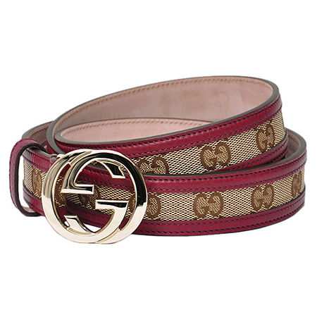 GUCCIベルト グッチ インターロッキングGバックル GG柄×レザートリム ローズピンク 114874 F40IR 1476