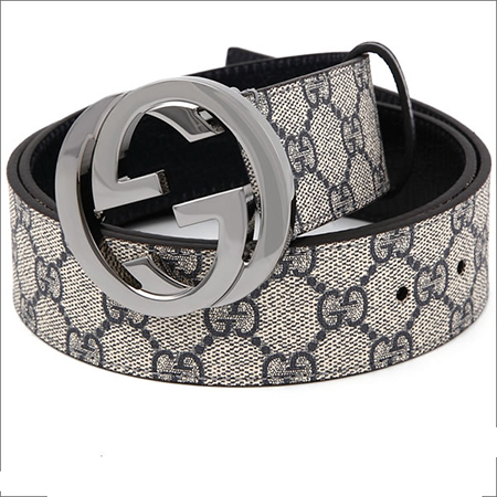 グッチベルト GUCCI Gバックル メンズベルト ベージュ×ネイビー 114984-KGD1R-4075