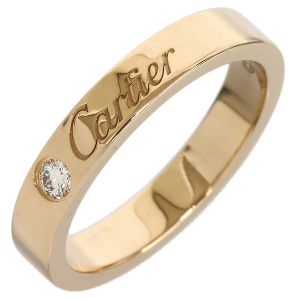 カルティエ指輪 Cartier 1Pダイヤ エングレーブド リング K18PG B608984