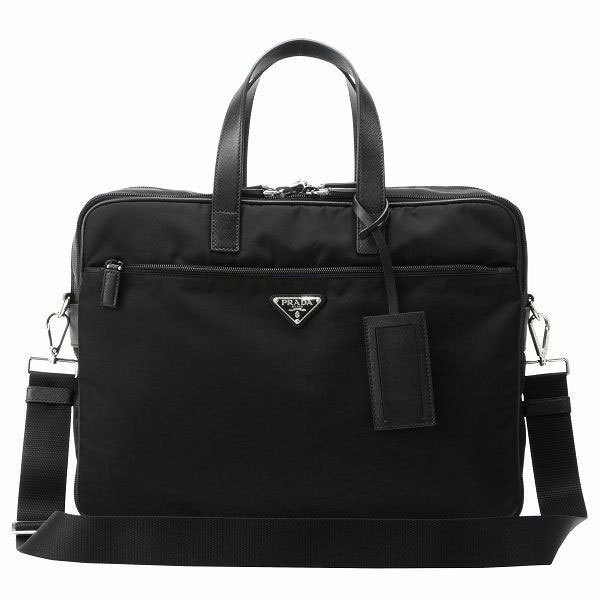 PRADA プラダ ブリーフケース V407S ビジネスバッグ ナイロン×レザー ブラック