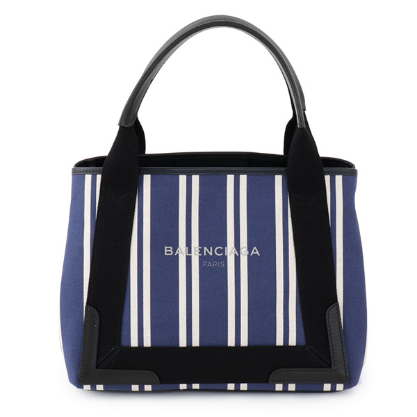 バレンシアガ 339933 K781N NAVY CABAS S ネイビー ストライプ キャンバス カバ トートバッグ ハンドバッグ カラー4261/BLEU-NAT/NOIR 115560レディース 