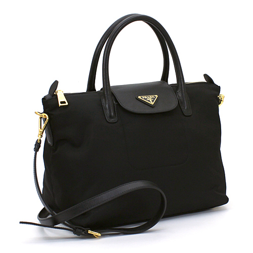 プラダ PRADA ハンドバッグ 黒 BN2106 サフィアーノレザー ナイロン レディース