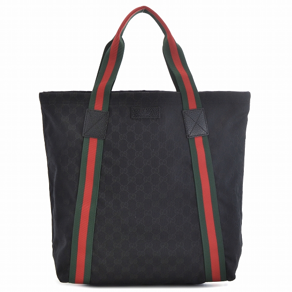 グッチ GUCCI トートバッグ 189669 F4FOR 1060　ウェビングライン GG柄キャンバス×レザー ブラック