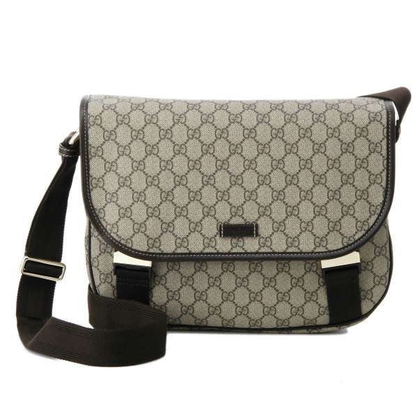 グッチ GUCCI GGプラス メッセンジャーバッグ PVC×レザー ブラウン 茶  201732 KGDIG 8588
