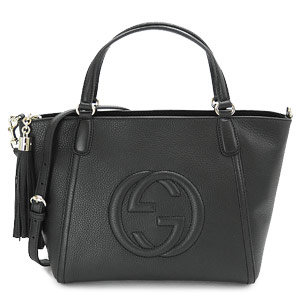 グッチ  GUCCI ソーホー 2way ハンドバッグ レザー ブラック インターロッキングG タッセル レディース 369176 A7M0G 1000