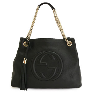 グッチ  （GUCCI） チェーントートバッグ ソーホー レザー ブラック ゴールド金具 レディース 308982 A7M0G 1000
