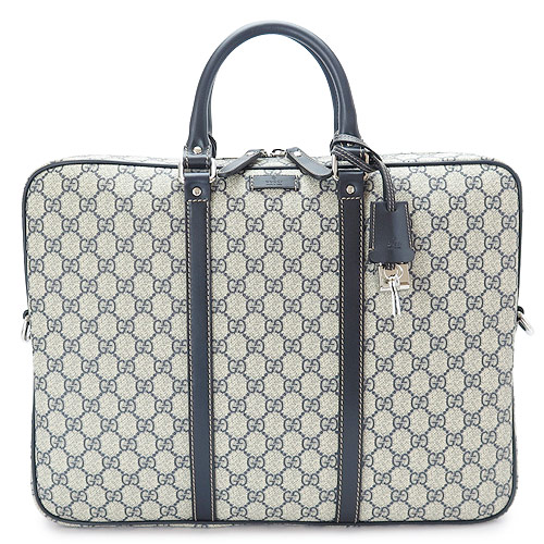 グッチ 201480 KGDHN 4075 GGスプリーム ブリーフケース BEIGE/BLU+BLU メンズ