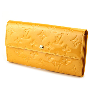 ルイヴィトン 長財布 M91740 財布 モノグラム・ヴェルニ ポルトフォイユ・サラ レディース ジョーヌパッション イエロー
