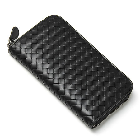 ボッテガヴェネタ BOTTEGA VENETA  小銭入れ付き 114076-VAHF3-1000　ラウンドファスナー長財布 カラー　ブラック