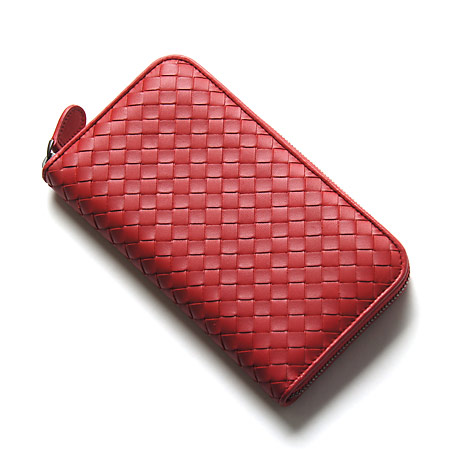 ボッテガヴェネタ BOTTEGA VENETA 財布 ラウンドファスナー 長財布 ダークレッド フレーズ 114076 V001N 6409