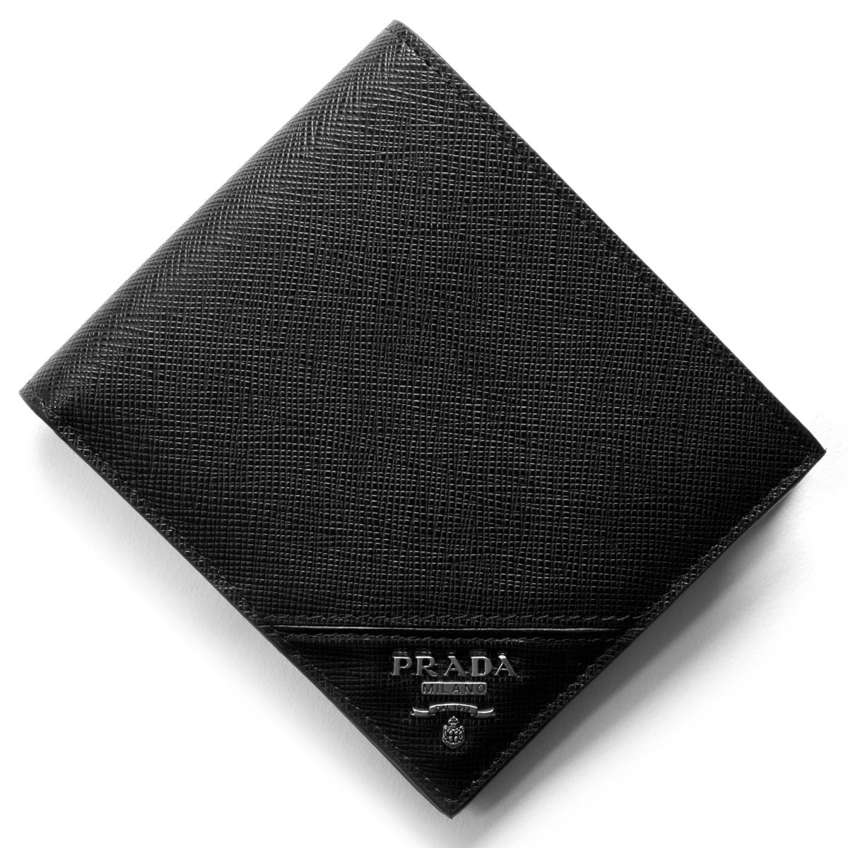 プラダ二つ折り財布 PRADA サフィアーノ/SAFFIANO メタル/METAL ブラック 2MO738 QME F0002 メンズ