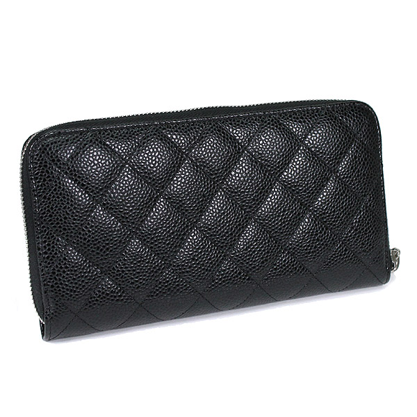 シャネル CHANEL 財布 長財布 ラウンドファスナー長財布 キャビアスキン マトラッセ ブラック シルバー金具 A50097 レディース