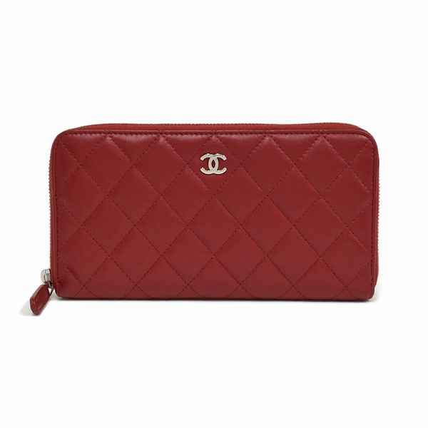 シャネル マトラッセ ジッピーウォレット A50097 レザー 本革 レッド 赤 ラウンドファスナー ラウンドジップ 長財布 CHANEL
