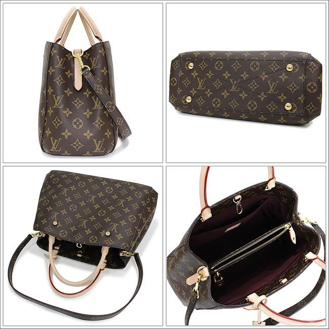 ルイヴィトンバッグ LOUIS VUITTON LV 2Wayハンドバッグ トートバッグ 「モンテーニュMM」 モノグラム×ヌメ革 m41056