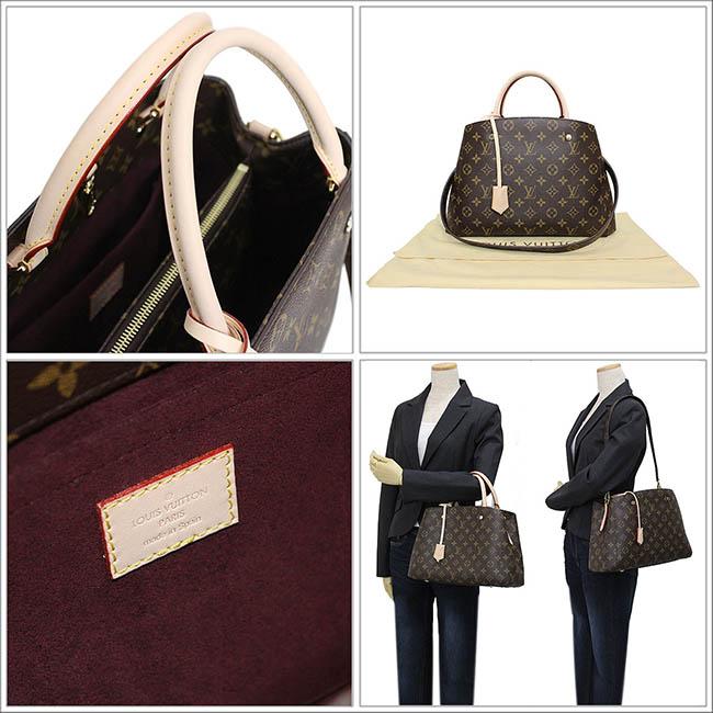 ルイヴィトンバッグ LOUIS VUITTON LV 2Wayハンドバッグ トートバッグ 「モンテーニュMM」 モノグラム×ヌメ革 m41056