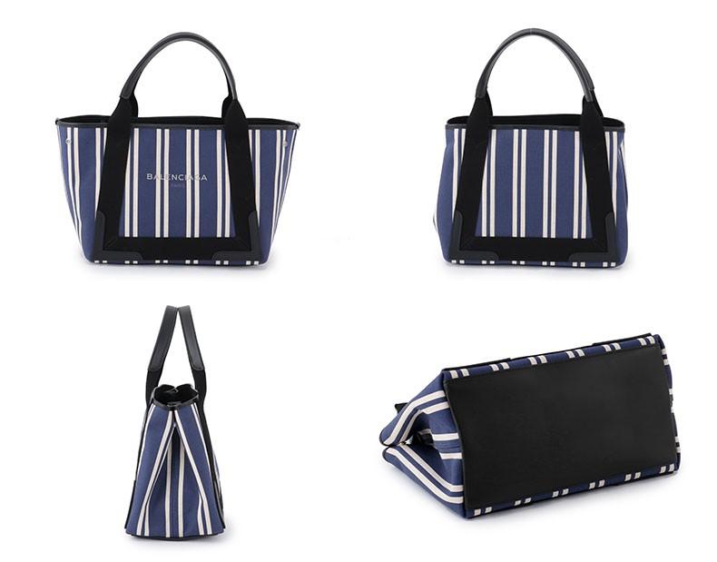 バレンシアガ 339933 K781N NAVY CABAS S ネイビー ストライプ キャンバス カバ トートバッグ ハンドバッグ カラー4261/BLEU-NAT/NOIR 115560レディース 