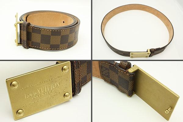 ルイヴィトン ダミエ サンチュールアンヴァントゥール　ベルト　ゴールド金具　幅4ｃｍ◆M6810W