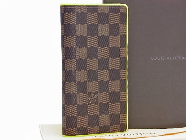 ルイヴィトン 　LOUISVUITTON　ダミエ　ポルトフォイユブラザ　二つ折り長財布　エベヌ　ジョーヌ　N63154