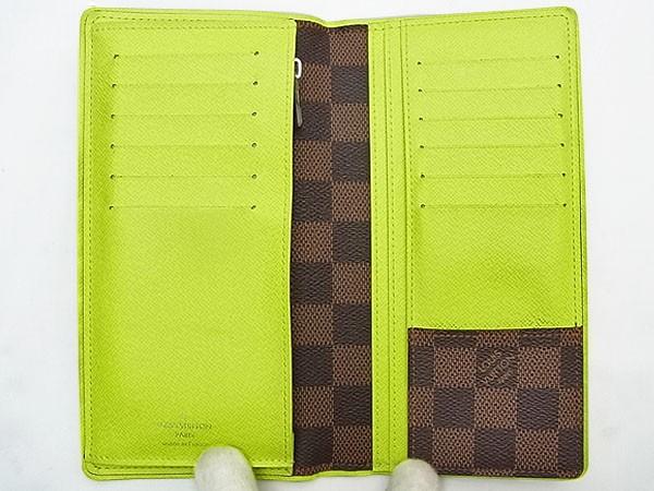 ルイヴィトン 　LOUISVUITTON　ダミエ　ポルトフォイユブラザ　二つ折り長財布　エベヌ　ジョーヌ　N63154