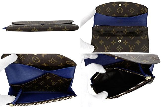 ルイ ヴィトン  LOUIS VUITTON　長財布 ポルトフォイユ・エミリー M60138 モノグラム　ブルー