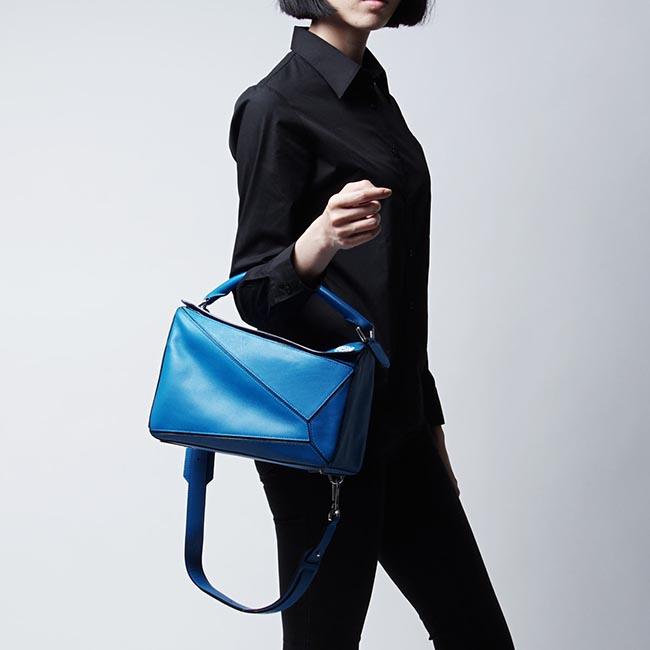 ロエベ/LOEWEハンドバッグ (2WAY仕様) PUZZLE SMALL CLASSIC CALF TURQUOISE ブルー系 32230 k74 5150 レディース