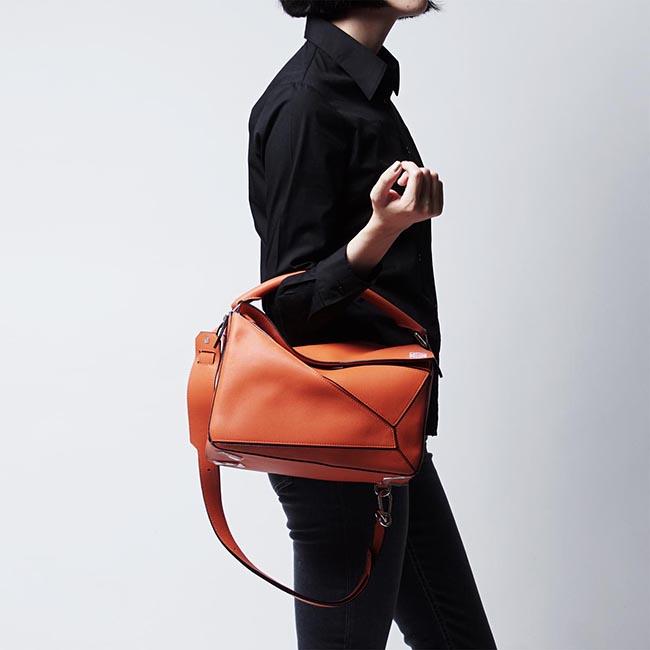 ロエベ/LOEWE ハンドバッグ(2WAY仕様) PUZZLE SMALL CLASSIC CALF CORAL オレンジ系 32230 k74 7130 レディース