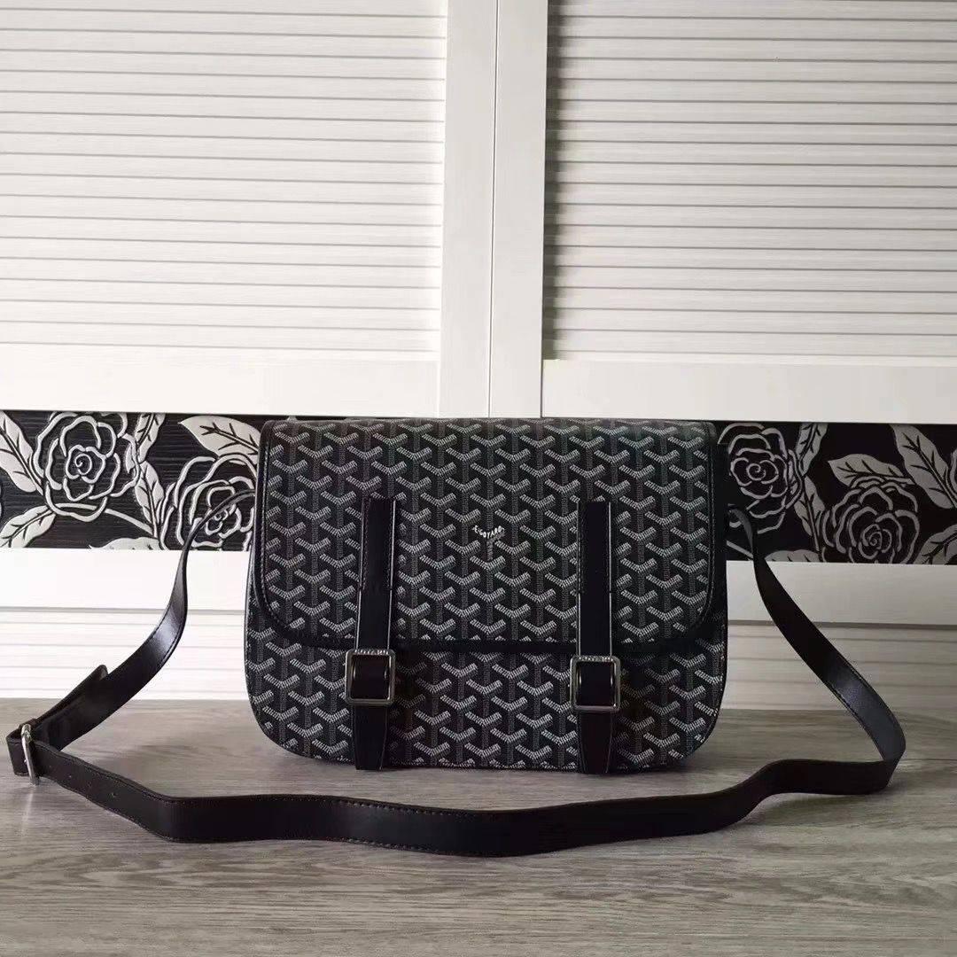 GOYARD  ゴヤール ベルヴェデール ユニセックス ショルダーバッグ ブラック/ブラウン×シルバー金具 G2020885