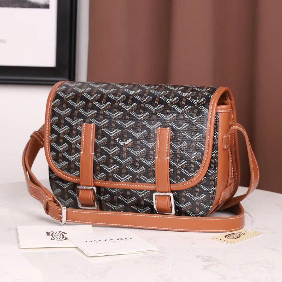 GOYARD  ゴヤール ベルヴェデール ユニセックス ショルダーバッグ ブラック/ブラウン×シルバー金具 G2020889