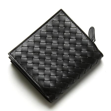 ボッテガヴェネタ二つ折り財布 BOTTEGA VENETA  イントレチャート INTRECCIATO ブラック 121059 V001N 1000 メンズ
