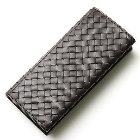 BOTTEGA VENETA ボッテガ ヴェネタ イントレチャート 2つ折長財布 札入れ レザー カーフ ダークブラウン 120697 V4651 2040
