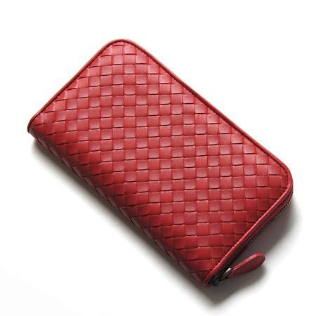ボッテガヴェネタ BOTTEGA VENETA 財布 ラウンドファスナー 長財布 ダークレッド フレーズ 114076 V001N 6409