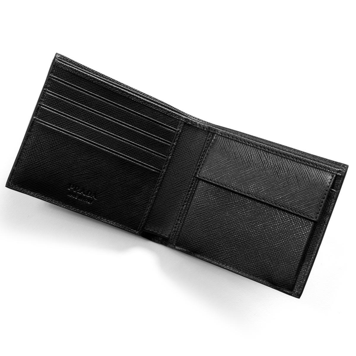 プラダ二つ折り財布 PRADA サフィアーノ/SAFFIANO メタル/METAL ブラック 2MO738 QME F0002 メンズ