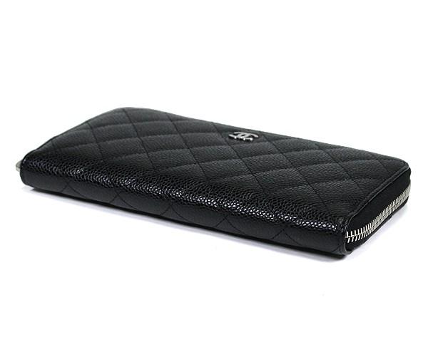 シャネル CHANEL 財布 長財布 ラウンドファスナー長財布 キャビアスキン マトラッセ ブラック シルバー金具 A50097 レディース