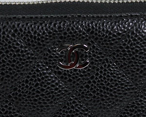 シャネル CHANEL 財布 長財布 ラウンドファスナー長財布 キャビアスキン マトラッセ ブラック シルバー金具 A50097 レディース