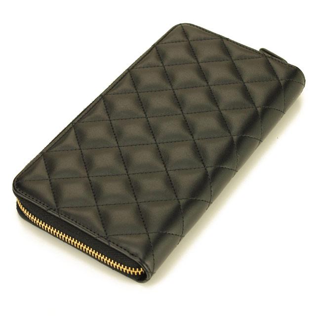 シャネル CHANEL マトラッセ ラウンドファスナー 長財布 ラムスキン 黒 ブラック A50097