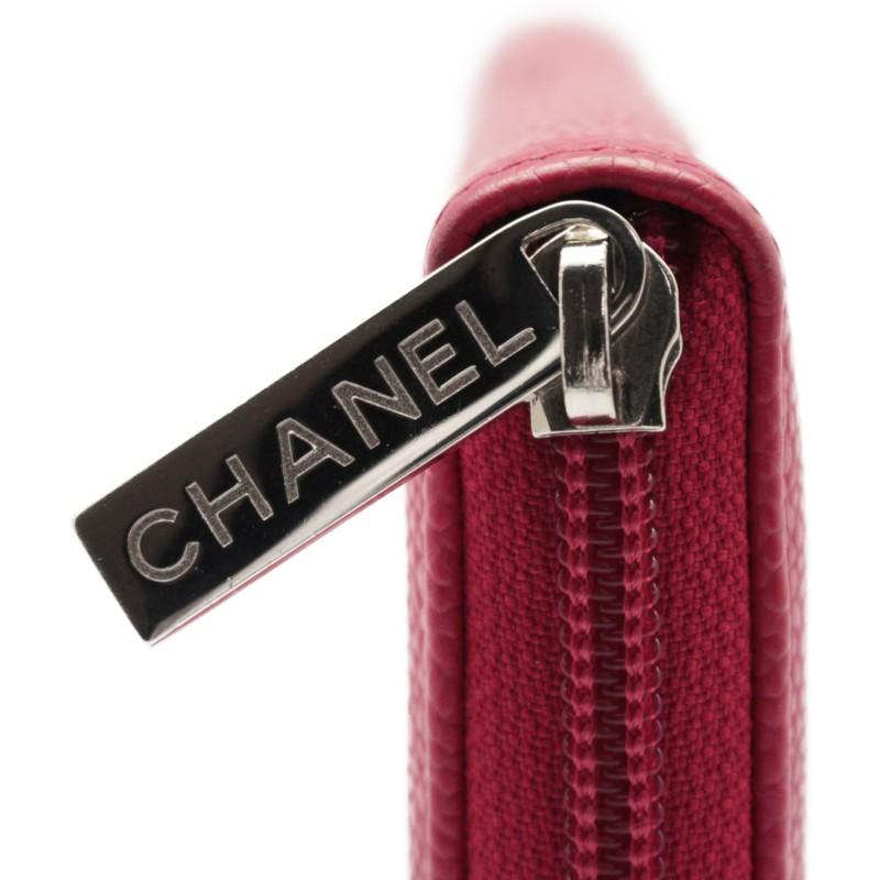 CHANEL シャネル A50071 ラウンドファスナー長財布 キャビアスキン レッド