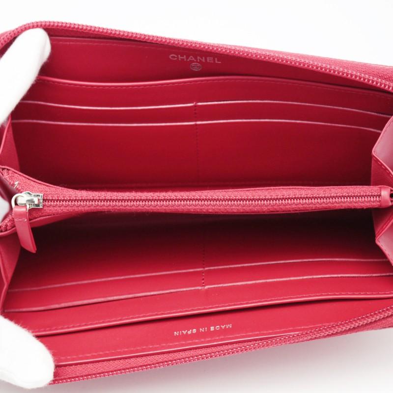 CHANEL シャネル A50071 ラウンドファスナー長財布 キャビアスキン レッド