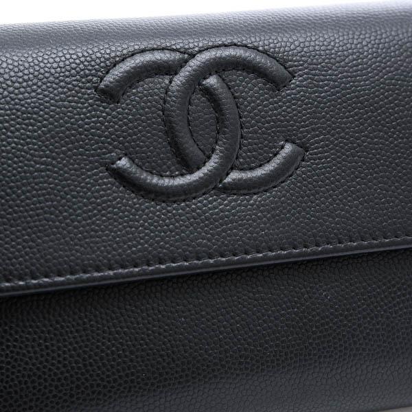 シャネル CHANEL ココマーク 二つ折り ウォレット 長財布 キャビアスキン レディース A50070