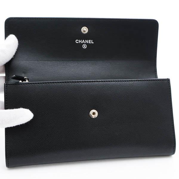 シャネル CHANEL ココマーク 二つ折り ウォレット 長財布 キャビアスキン レディース A50070