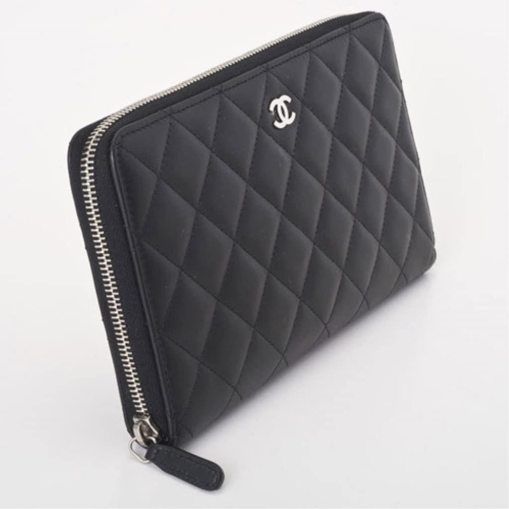 CHANEL シャネル　ラウンドファスナー長財布 オーガナイザータイプ マトラッセライン ラムスキン ブラック A48982