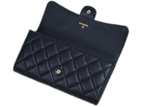 シャネル財布 A80758 CHANELクラシック ロング フラップウォレット 長札ファスナー 小銭入れ付き 長財布 マトラッセライン ブラックxボルドーゴールド金具