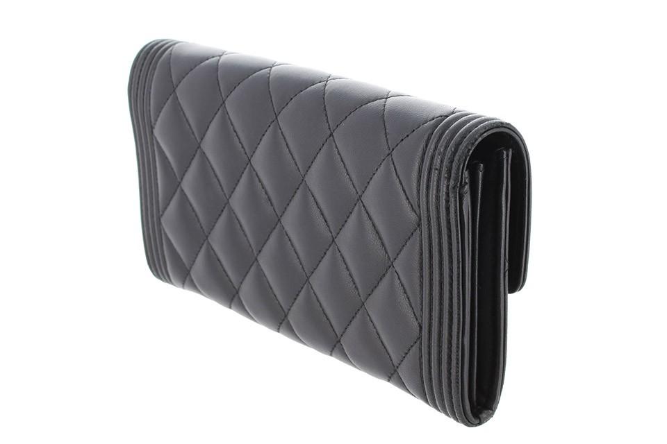 シャネル CHANEL ボーイシャネル ラムスキン 黒 ブラック ゴールド金具 A80286 財布