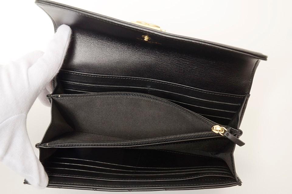 シャネル CHANEL ボーイシャネル ラムスキン 黒 ブラック ゴールド金具 A80286 財布
