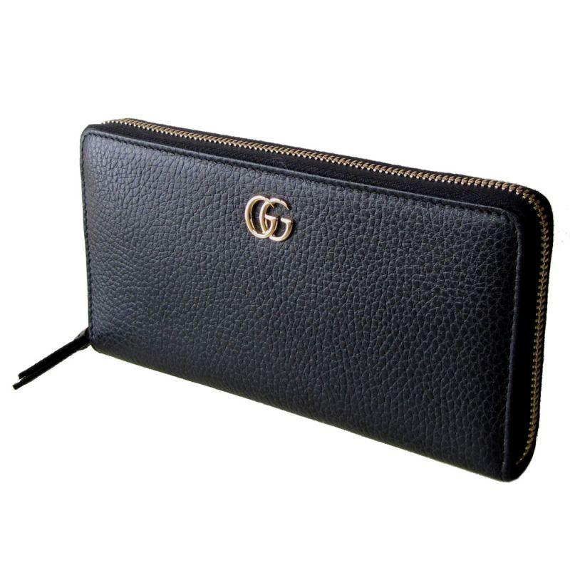 グッチ GUCCI レディース 長財布 ラウンドファスナー プチ マーモント ダラーカーフ ブラック 456117 CAO0G 1000